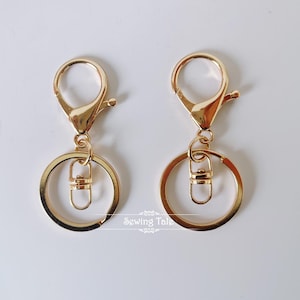 10pcs 30mm Gold Keychain Key Ring With Lobster Clasps Flat Split Ring for Keychains DIY Key Chain Jewelry Making Supplies (DJ_P_019)