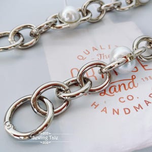 Metal Purse Chain Pearl Chain 17mm bag chain replacement strap purse chain bag strap purse handle bag hardware (ST_BL_064)