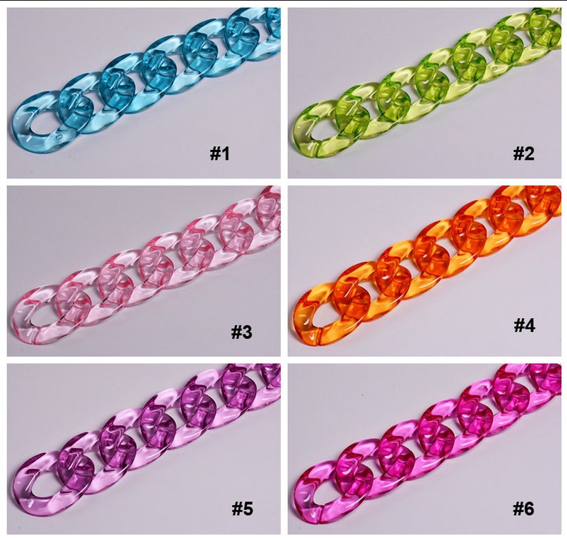 20pcs Translucent Acrylic Chain Oval Links 30x40mm Plastic Curb Chain Link Plastic Open Links Necklace Chain Links ZKP160 zdjęcie 2