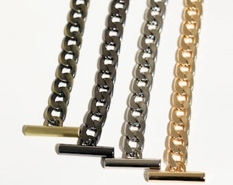 1pc OT Clasps Gold Metal Curb Chain 7mm Purse Chain Bag Replacement Handbag Crossbody Chain Handle Handle Strap (ST_BL_005)