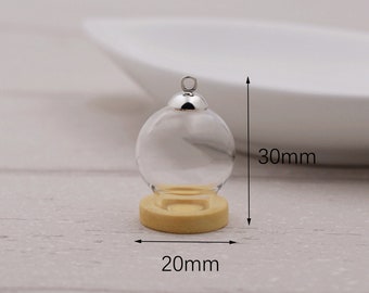 1 Piece Clear Glass Ball Bottles Pendant Charms Vials Wish Bottles Clear Glass Globe  DIY Pendant Charm Supplies  (BLP011)