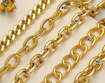 100pcs Gold Color Acrylic Chain Oval Links Plastic Curb Chain Link Plastic Open Links Necklace Chain Links  (ZKPJ167)