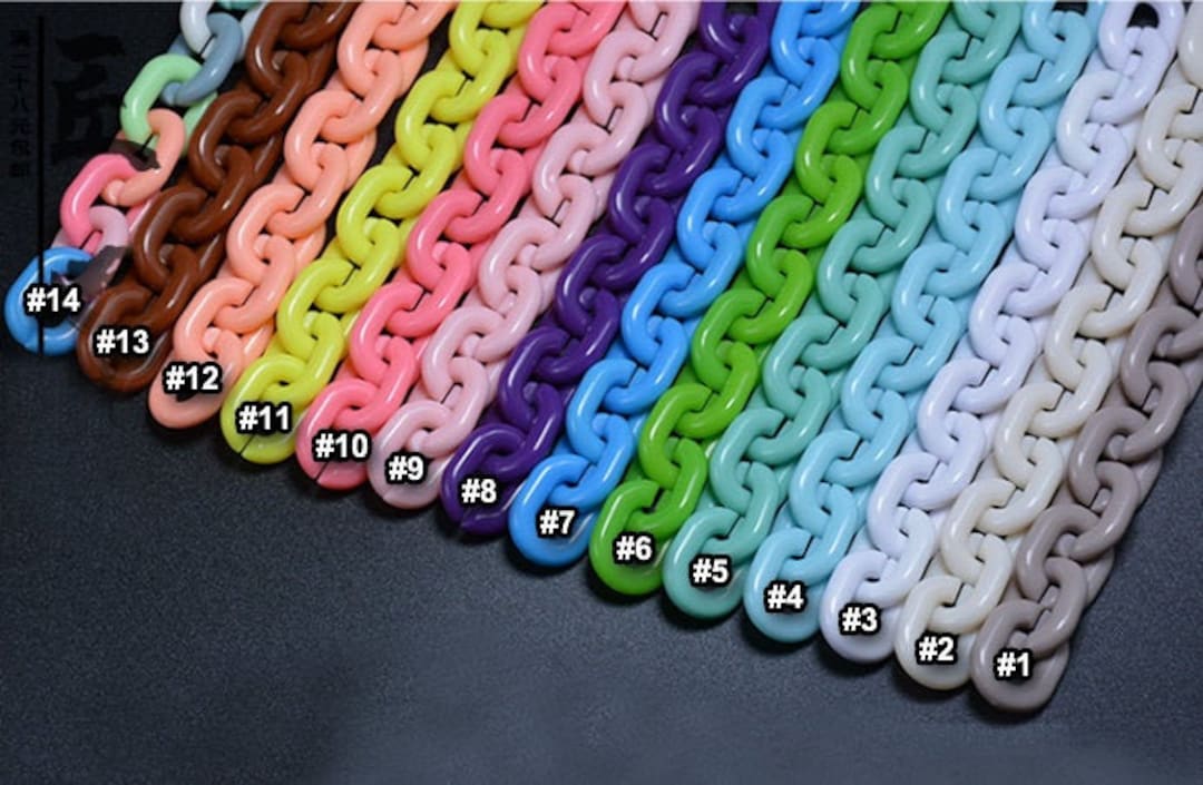 35pcs Acrylic Chain Links 18x24mm Multi Rainbow Color Plastic Open ...