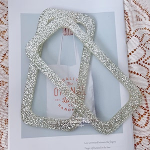 Een paar rechthoekige acryl portemonnee handgrepen zilver glitter acryl handtas handtassen (ST_L_1288_CE)