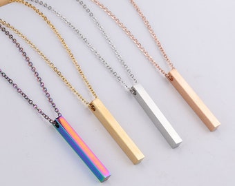 5 pieces Stainless Steel Blank 5x40mm Stainless Steel Bar Stick Pendant Charm Stainless Steel Bar Neckace Blanks Engraving  (HYJ-MB-001)