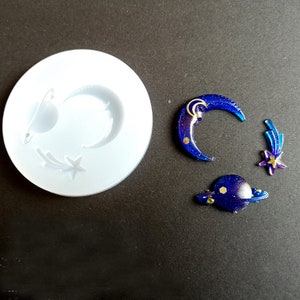 Beyonday Molde de resina epoxi lunar Eclipse molde de resina de fase lunar molde de resina de fase lunar molde de resina moldes de silicona relleno pape-azul