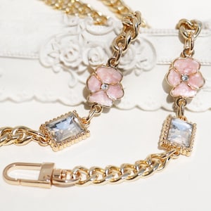 1pc Flower Chain 9mm Metal Purse Chain Bag Replacement Handbag Crossbody Chain Handle Shouder Handle Strap (ST_BL_163)