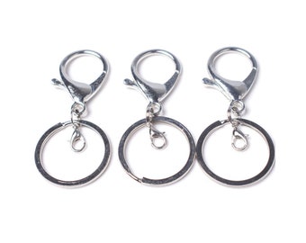 8pcs 30mm Silver Keychain Key Ring With Lobster Clasps Flat Split Ring for Keychains DIY Key Chain Jewelry Making Supplies (DJ_P_021)