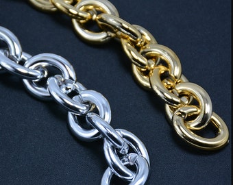 30pcs Gold Silver Acrylique Chain Links 28x23mm Plastic Open O Links Necklace Chain Links (ZKPJ083)