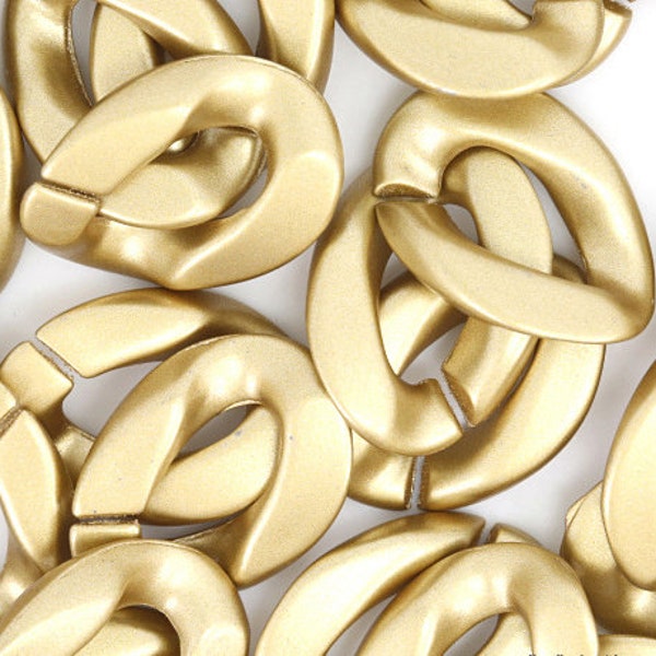 100pcs Matt Gold Acrylic Chain Links Open Link Size 23mmx17mm Plastic Chain Links Chunky Chain Links Twist Links Oval Links (ZKPJ020)