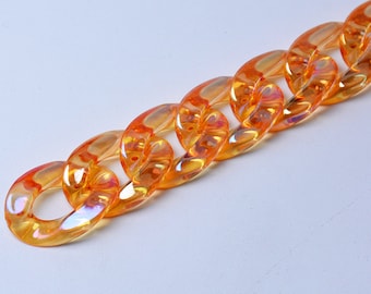 25pcs Translucent Acrylic Chain Oval Links 23x17mm Plastic Curb Chain Link Plastic Open Links Necklace Chain Links  (ZKPJ069)