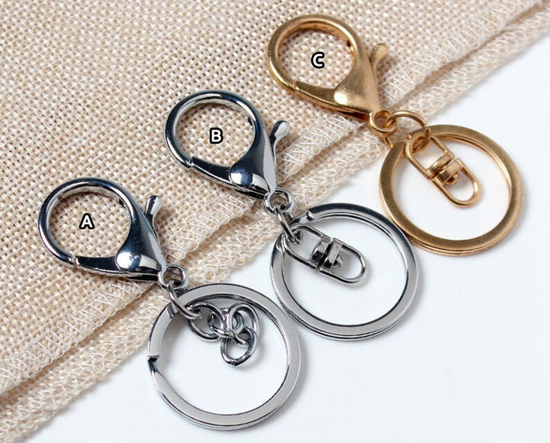 10pcs 25mm Keychain Key Ring With Lobster Clasps Flat Split Ring for
