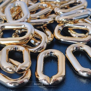 100pcs Gold Color Acrylic Chain Oval Links Plastic Curb Chain Link Plastic Open Links Necklace Chain Links  (ZKPJ165)