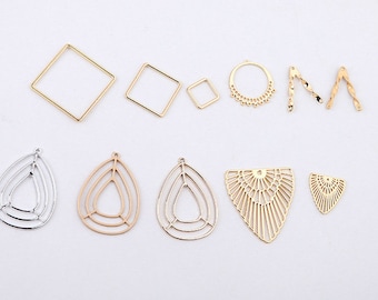 10pcs Gold Geometric Pendant Charm Earring Charms Unique Pendants Link Charm Jewelry Supplies (DJ_P_061)