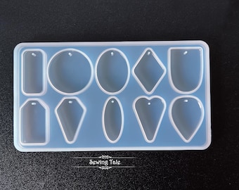 Molde de silicona para colgantes, molde de resina epoxi para hacer joyas, molde de resina para pendientes con agujero (DJ_M_209)
