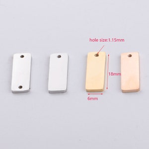 10Pcs Stainless Steel Blank 6x18mm Stainless Steel Bar Stick Pendant Charm Stainless Steel Bar Neckace Blanks Engraving  (HYJ-MB-009)