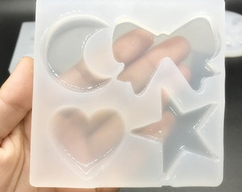 A Set Moon Star Bow Heart Silicone Mold Resin Silicone Mould Jewelry Making Epoxy Resin Molds Jewelry Earring Resin Mold (DJ_M_060)