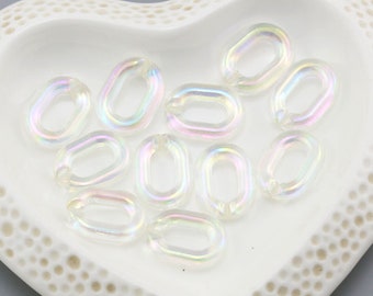 30pcs Translucent Acrylic Chain Oval Links 20x14mm Translucent Plastic Open Links Necklace Chain Links  (ZKPJ114-10)