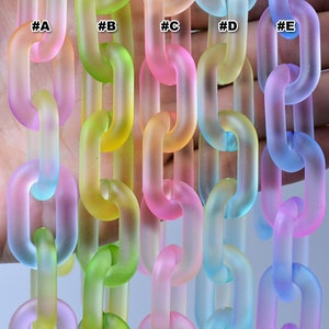 25pcs Iridescent Rainbow Acrylic Chain Links 31x19mm Translucent Plastic Open Links Matte Necklace Chain Links  (ZKPJ054)