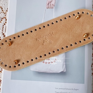 Circle Rectangle Crochet Bag Bottom Shaper With Holes Apricot Insert Base for Tote Purse Making Pre punched DIY Leather Bottom (BBPJ_005)