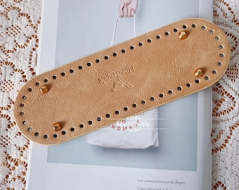 Borsa in pelle PU inferiore ovale lungo per borsa fatta a mano accessori portafoglio all'uncinetto borsa intrecciata manico tasca copri fai da te - Italia