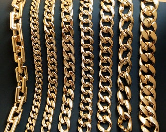 100pcs Gold Color Acrylic Chain Oval Links Plastic Curb Chain Link Plastic Open Links Collier Chain Links (ZKPJ103)