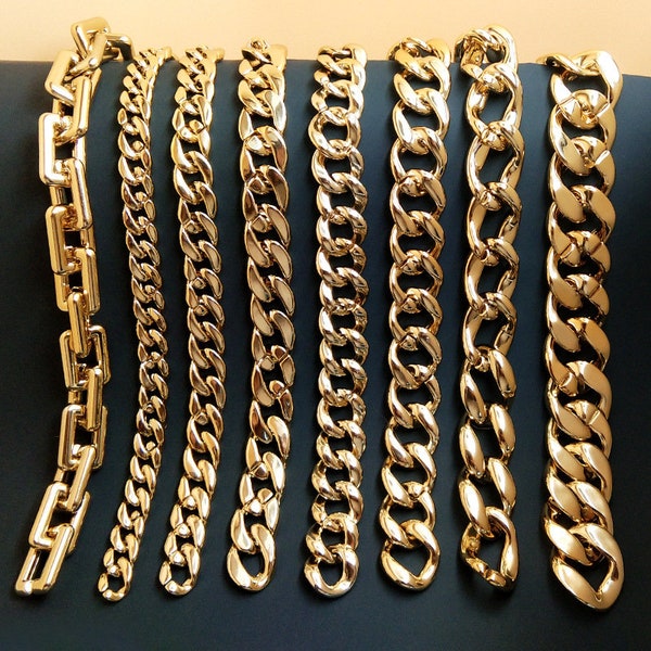 100pcs Gold Color Acrylic Chain Oval Links Plastic Curb Chain Link Plastic Open Links Necklace Chain Links  (ZKPJ103)