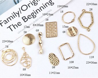 10pcs Gold Geometric Pendant Charm Earring Charms Unique Pendants Link Charm Jewelry Supplies (DJ_P_043)