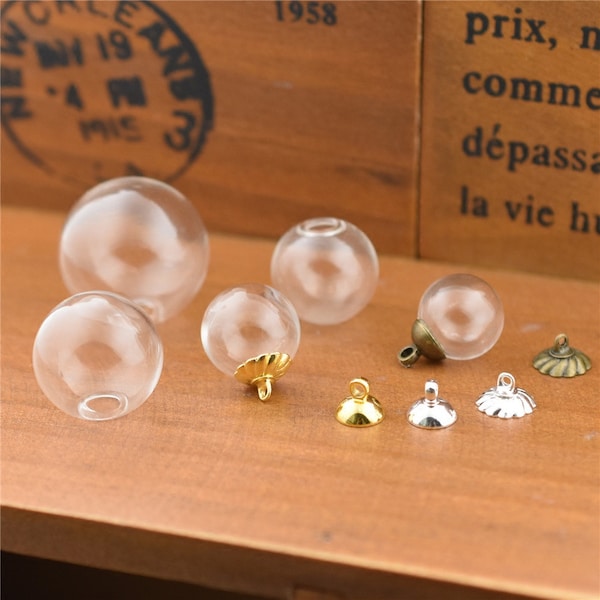 2 pièces en verre vide Mini boule bouteilles pendentif breloques flacons souhaitent bouteilles clairement Globe en verre bricolage pendentif breloque fournitures (BLP017)