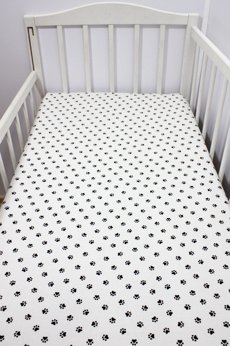 White Crib Sheet With Puppy Legs Fitted Crib Sheet Dog Paws Etsy