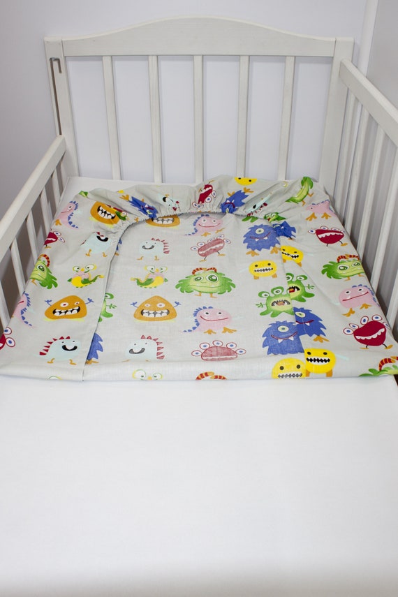 Gray Crib Sheet With Monsters Fitted Crib Sheet Changing Pad Etsy