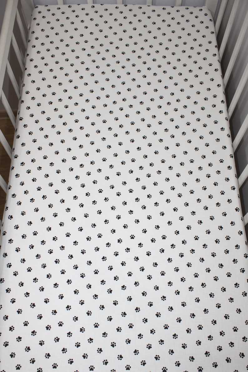 White Crib Sheet With Puppy Legs Fitted Crib Sheet Dog Paws Etsy