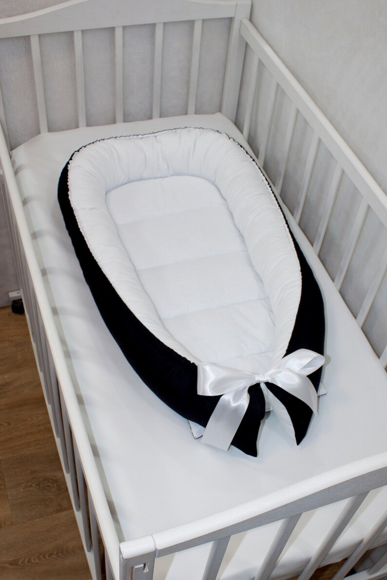 Baby Bed Black and White Monochrome Babynest Baby Nest White Etsy