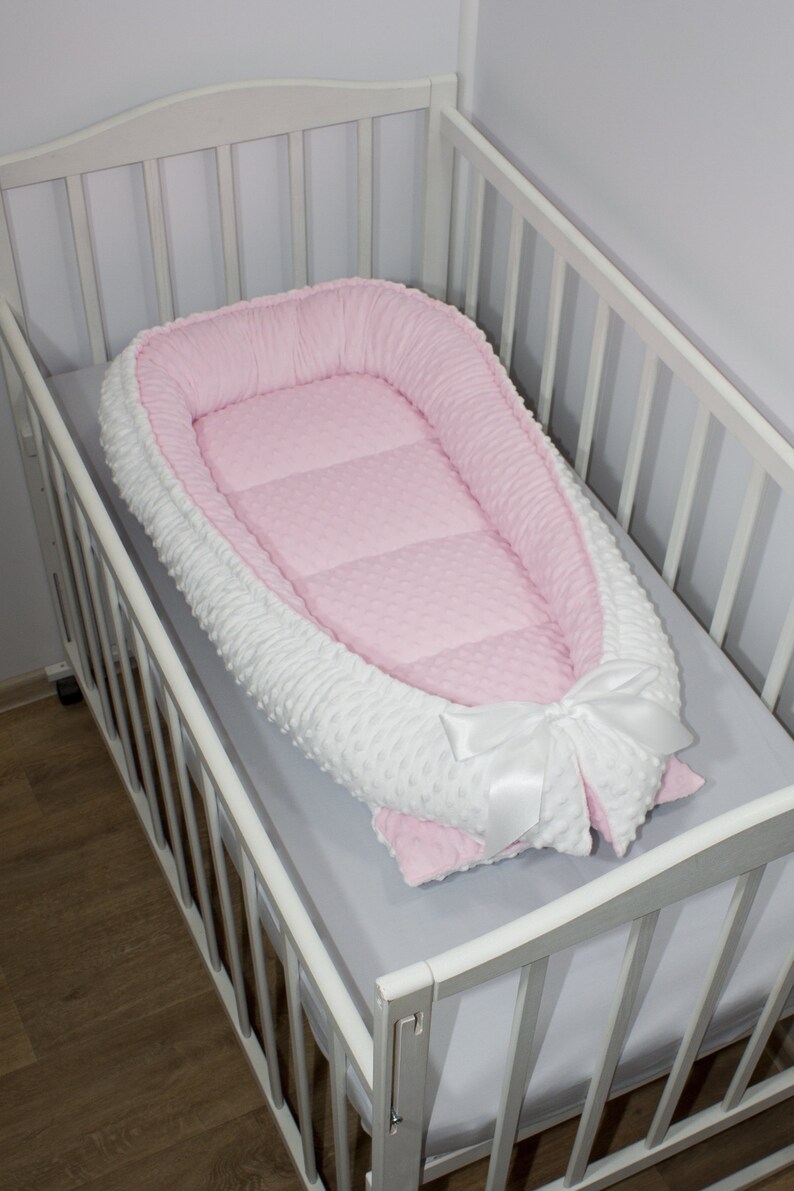 Pink Babynest White Dock A Tot Minky Baby Bed Textile Baby Etsy