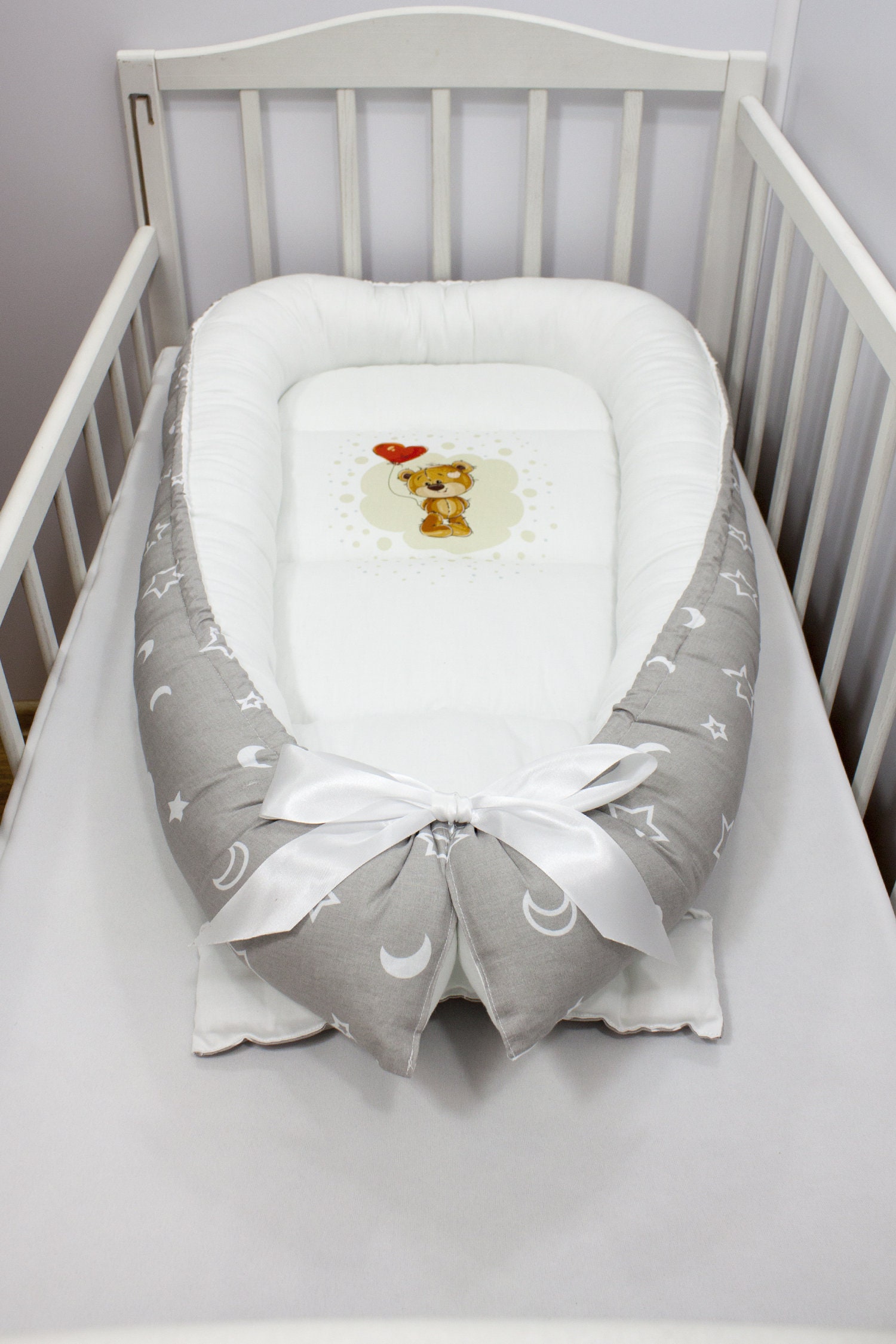 Baby Nest Teddy Bear Baby Bed Beary Gray Nest Dock a Etsy