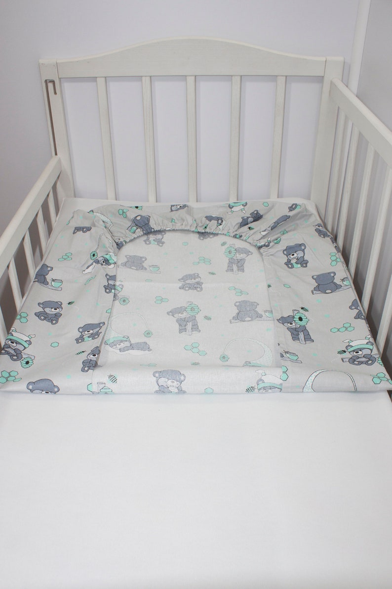 Gray Crib Sheet Teddy Bear Cotton Cot Sheet Neutral Gender Etsy