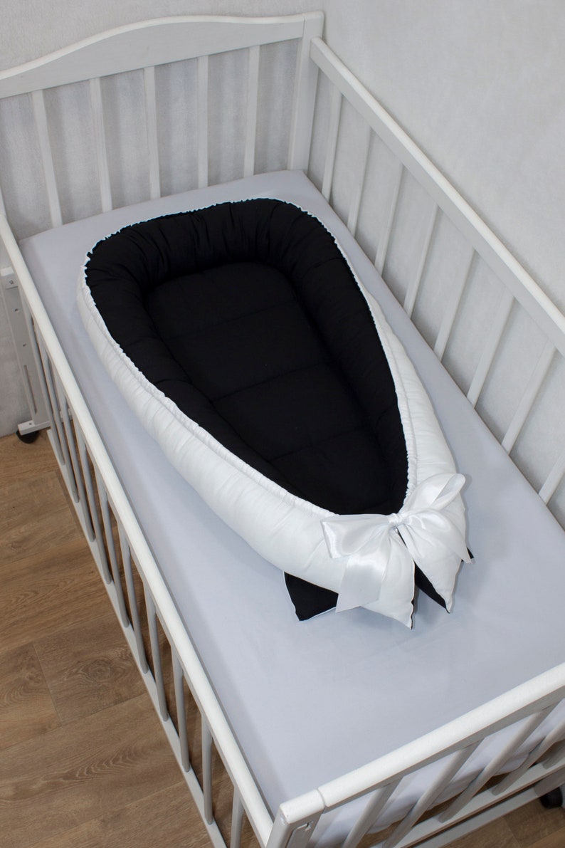 Baby Bed Black and White Monochrome Babynest Baby Nest White Etsy