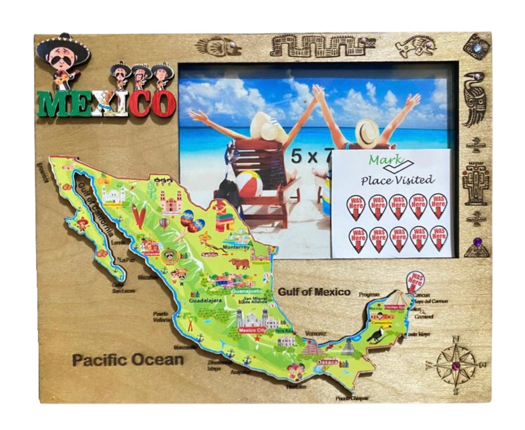 Souvenir Photo Frame Mexico Wooden Frame Cozumel Frame Etsy