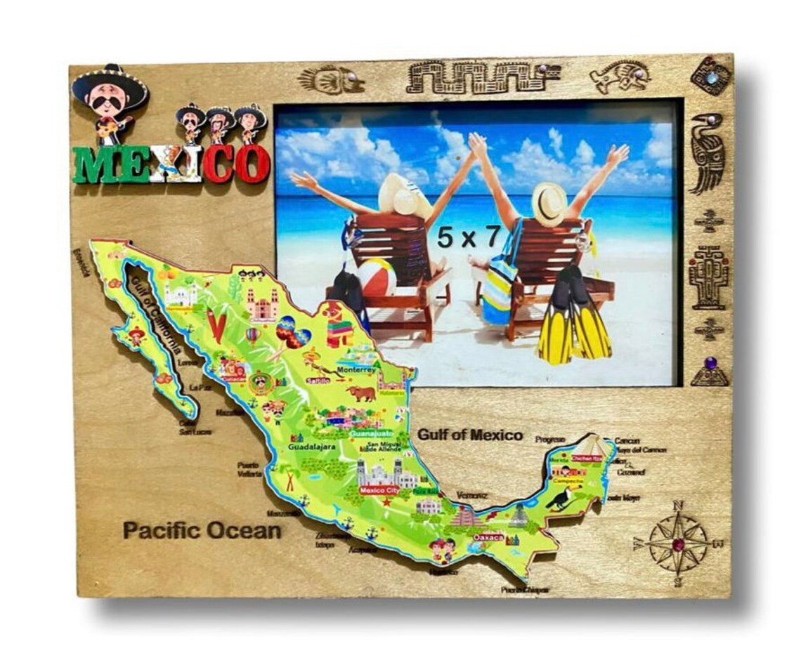 Souvenir Photo Frame Mexico Wooden Frame Cozumel Frame Etsy