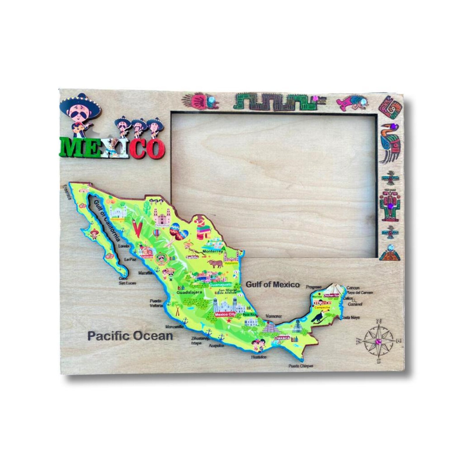 Souvenir Photo Frame Mexico Wooden Frame Cozumel Frame Etsy
