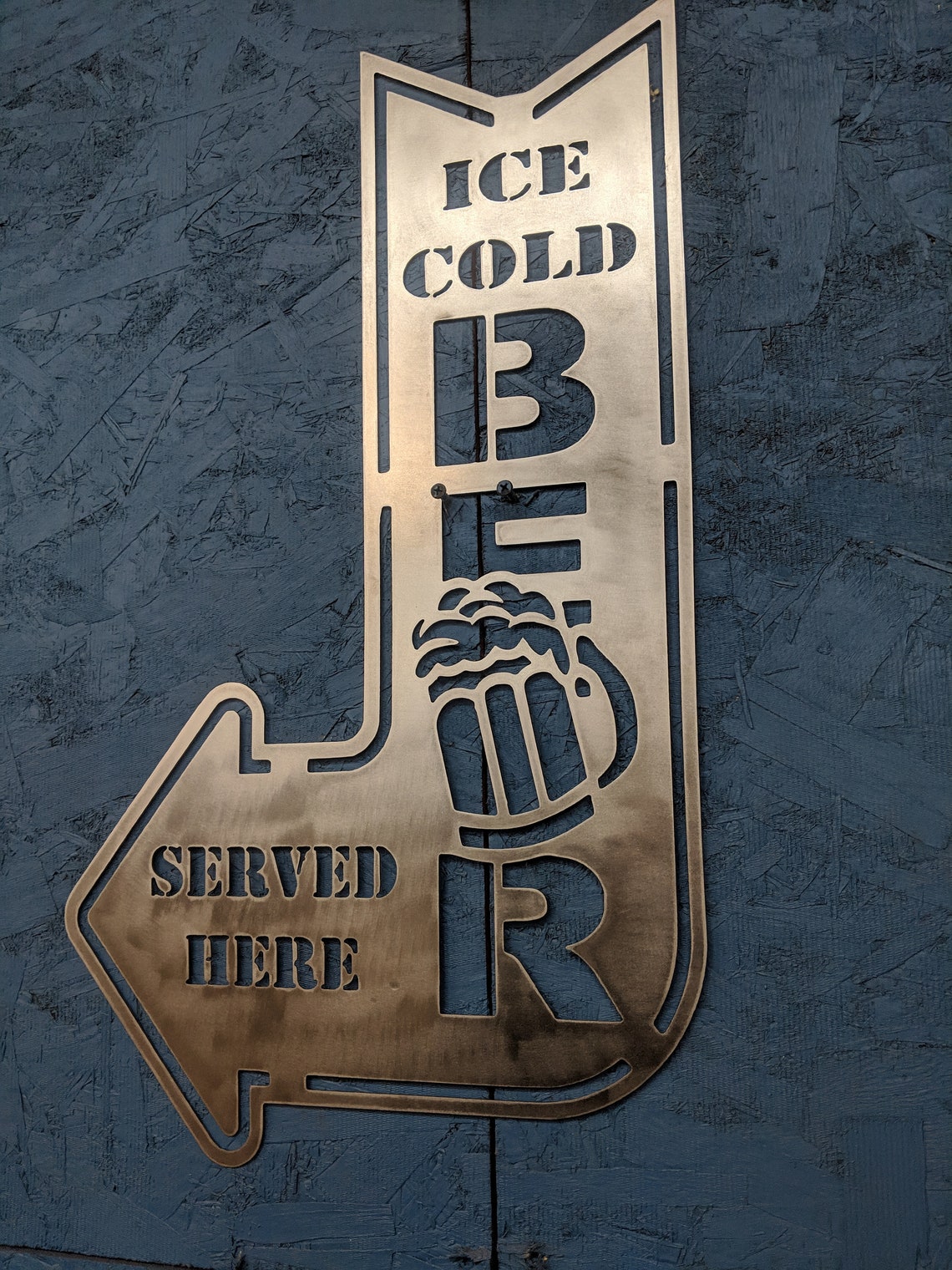 Metal Ice Cold Beer Served Here Sign 24x18 Mancave Sign Etsy