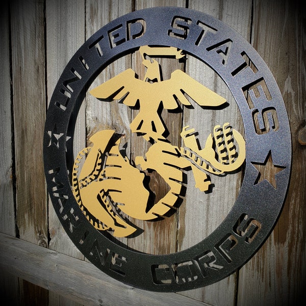 US Marine Corps Metal Sign -- Authorized Seller for USMC Logo -- USMC Sign - Custom Metal Sign- Many Sizes