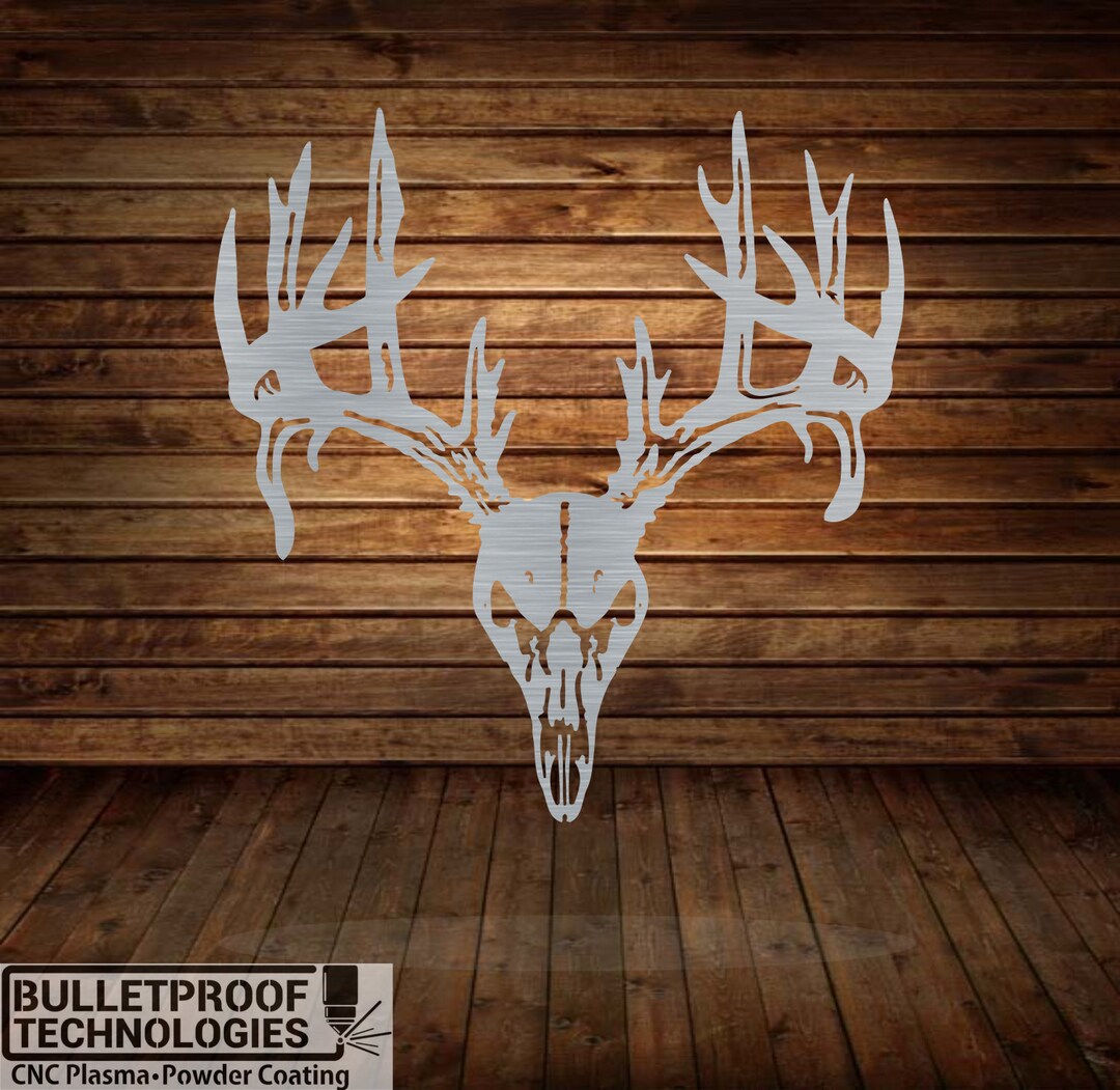 Outdoor Deer Skull Metal Art- CNC Plasma Cut- Hunter Gift- Man