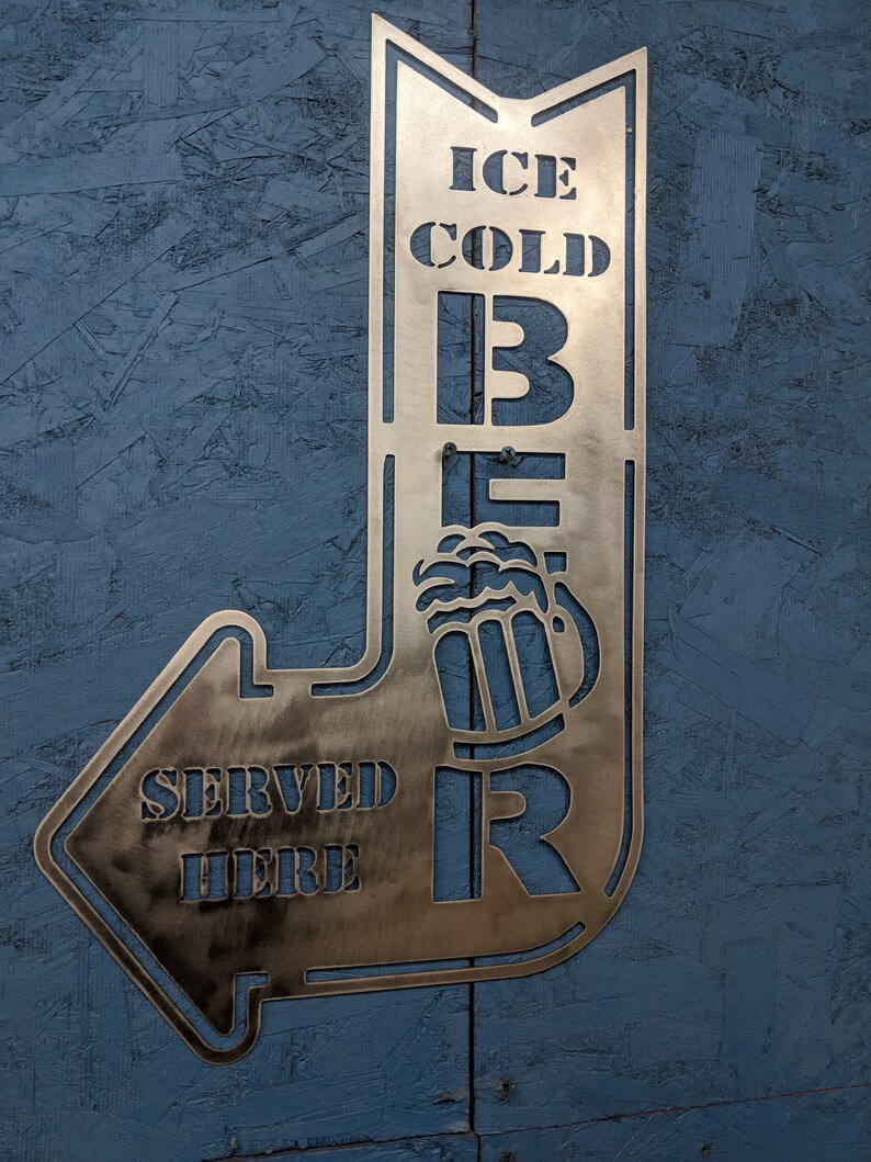 Metal Ice Cold Beer Served Here Sign 24x18 Mancave Sign Etsy