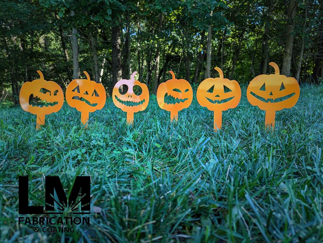 Halloween Yard Decor Pumpkin Yard Stakes Halloween Decor Etsy