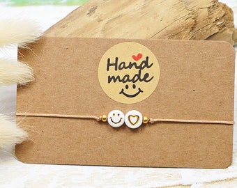 Freundschaftsarmband Smiley Herz Armband Makramee geflochten Glücksbringer Happy Face Geschenk Freundschaft Liebe Glücksarmband Mitbringsel