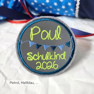 Schulkind Name Wimpelkette reflektierender Klettie Patch Namen  - viele Farben
