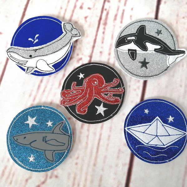 Maritime Kletties Orca Shark Whale Octopus Ship Glitter with reflector - many colors