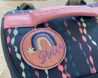 Glitter Rainbow Personalized School Bag Klettie Patch Pendant - Many Colors