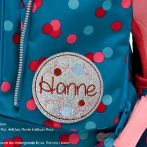 Glitter dots with name school bag Velcro patch pendant - many colors